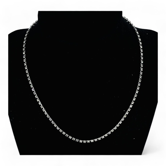 Wiesner Signed Tennis Necklace Rhinestone Crystal 15" Silver Tone MCM VTG RARE - Picture 7 of 16